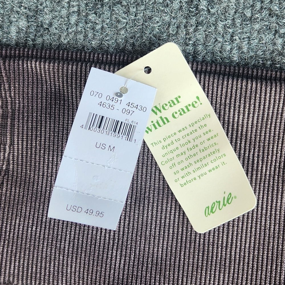 Aerie Chill Play Move 7/8 Leggings Womens Medium Brown Ribbed Seamless High Rise - Picture 3 of 9